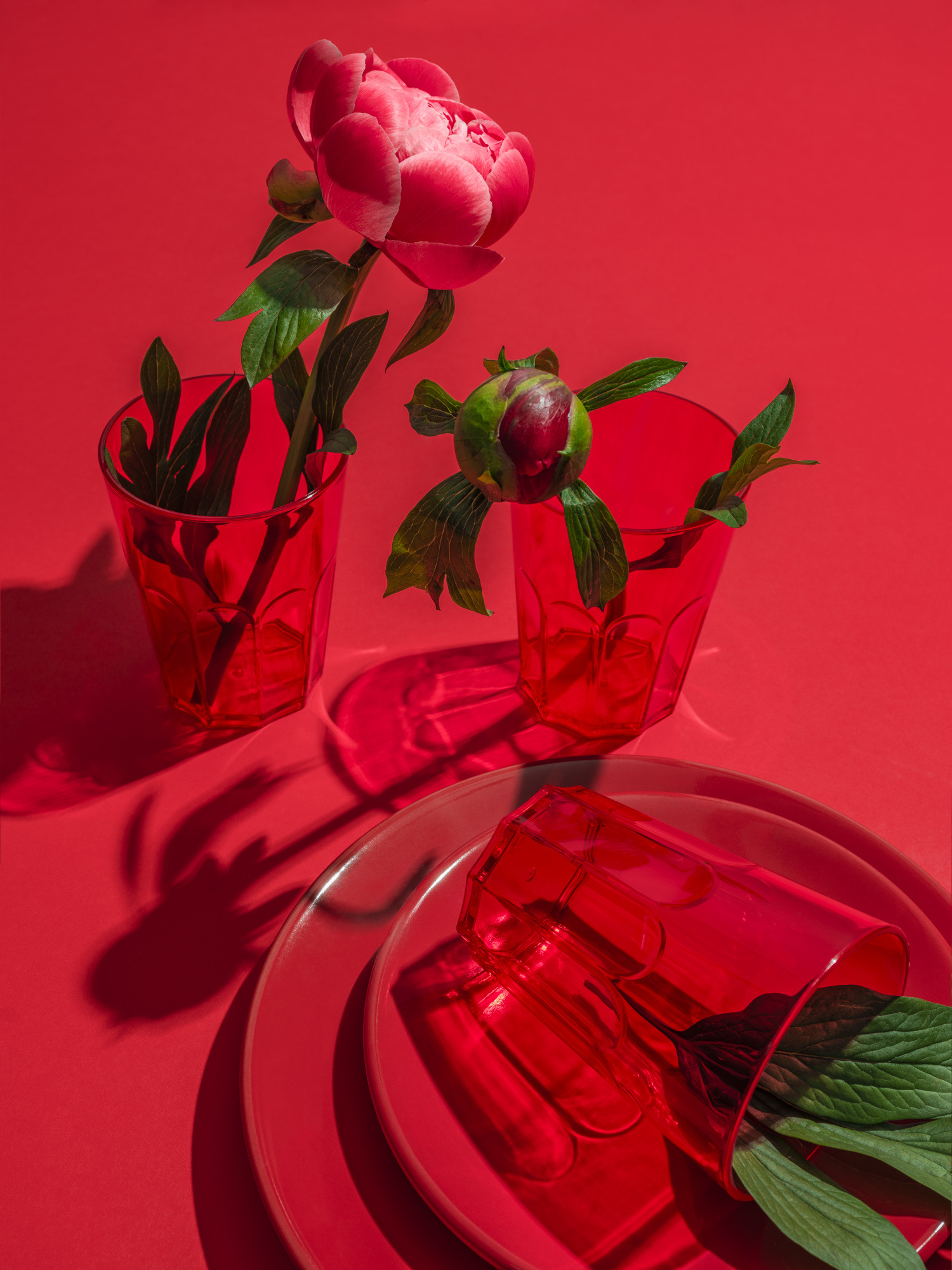 Stilleven met rode tinten in productfotografie door Ann-Sophie Verschuere